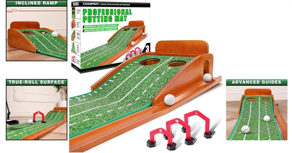 Foldable Golf Putting Mat with Automatic Ball Return - Ideal for Indoor Training