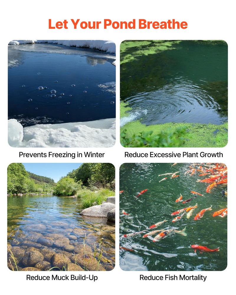 VEVOR Pond Aerator Air Diffuser 8 in Lake Aeration Diffuser with Weighted Base