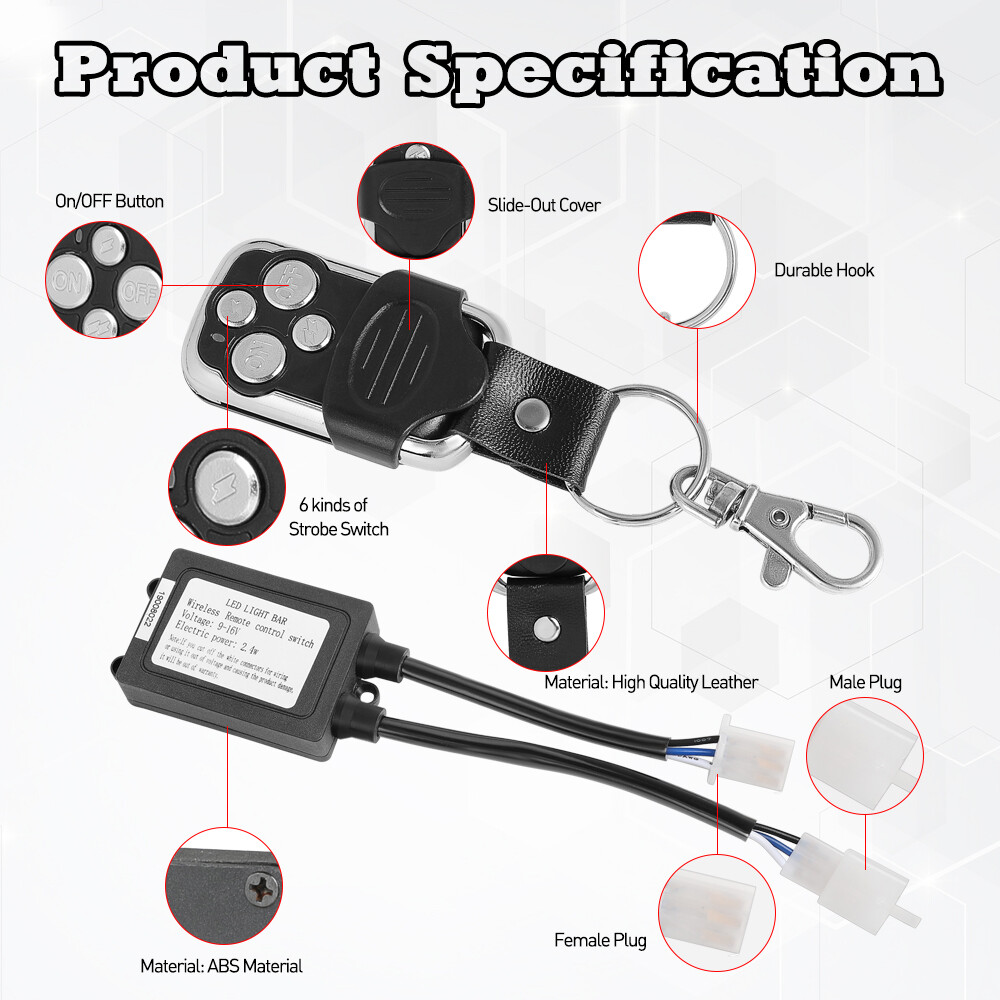 Wireless Remote Control ON/Off Switch Strobe For LED Work Light Bar Off Road ATV