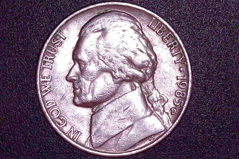 1985 - D 5C Jefferson Nickel  w/ Solid Strikes  & Specific Errors" & DBL