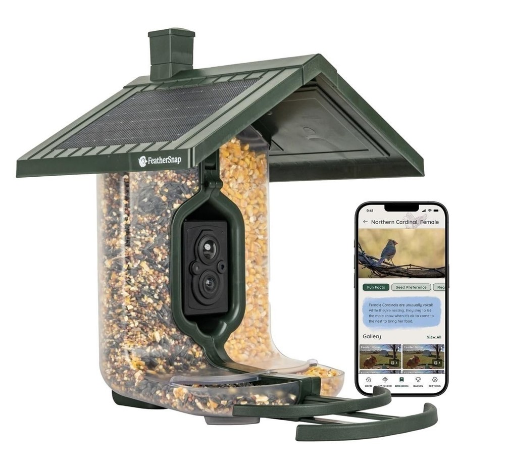 FeatherSnap Scout Wi-Fi Solar Powered Smart Bird Feeder - Automatically...