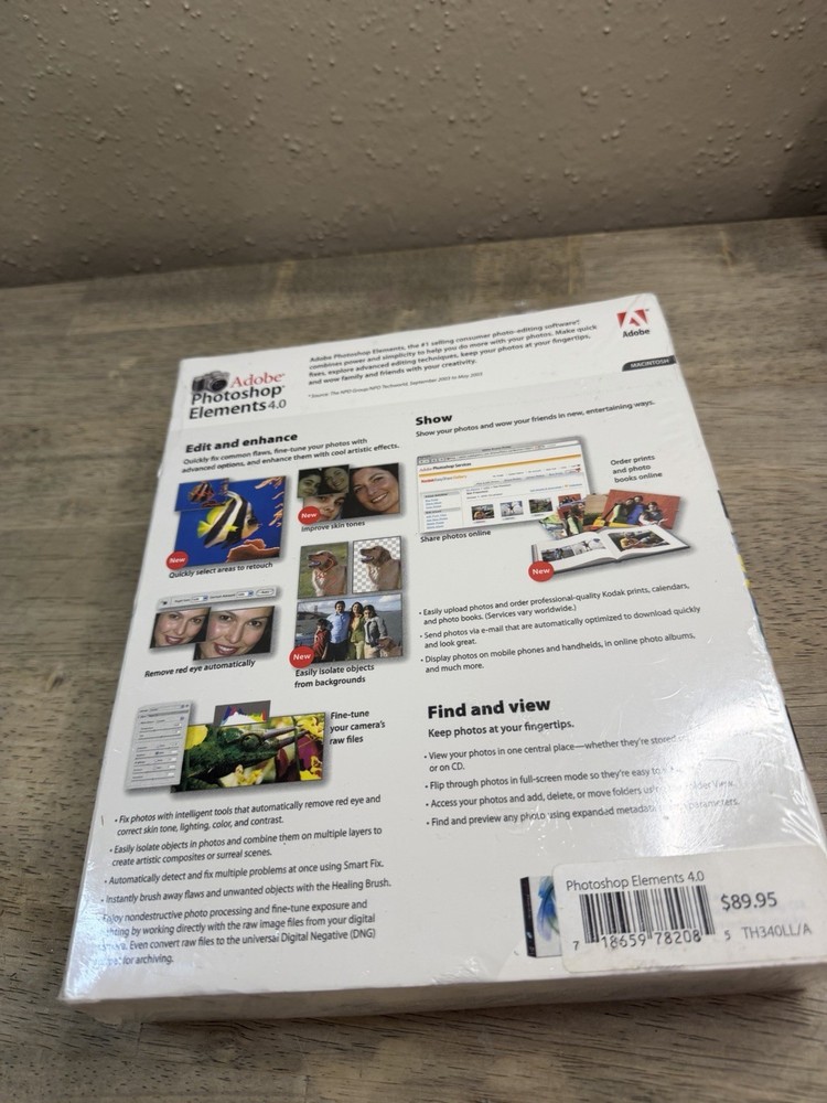 Adobe Photoshop Elements 4.0 Windows XP Full Retail Version Factory Sealed