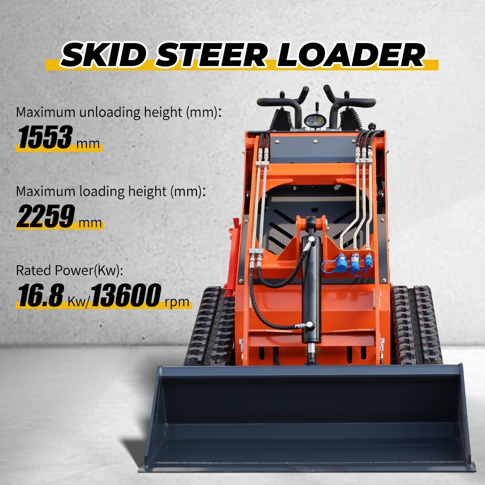 Upgraded Mini Skid Steer Twin cylinder Tracked Loader 23HP Free Ship