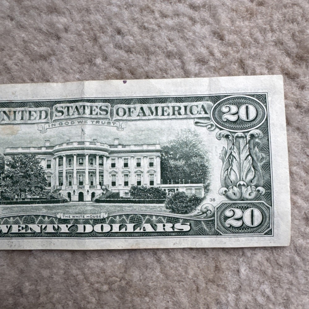 1995 Twenty Dollar Federal Reserve Note $20 - MISALIGNED ERROR