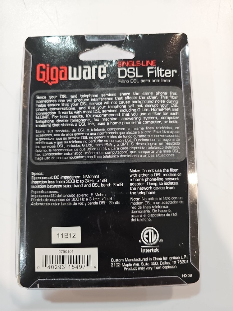 Gigaware Single-Line DSL Filter #2790101