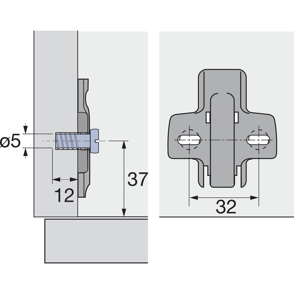 Hettich Intermat 9936 W90 95˚ Angle Inset Hinge 77708 & Mount 9075005