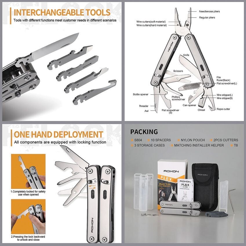 ROXON Flex Multitool Modular Design Interchangeable Tools Stainless Handles