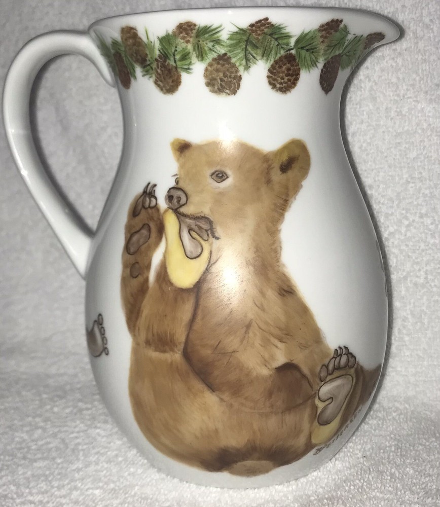 Signed Hand Painted Honey Bear Pitcher