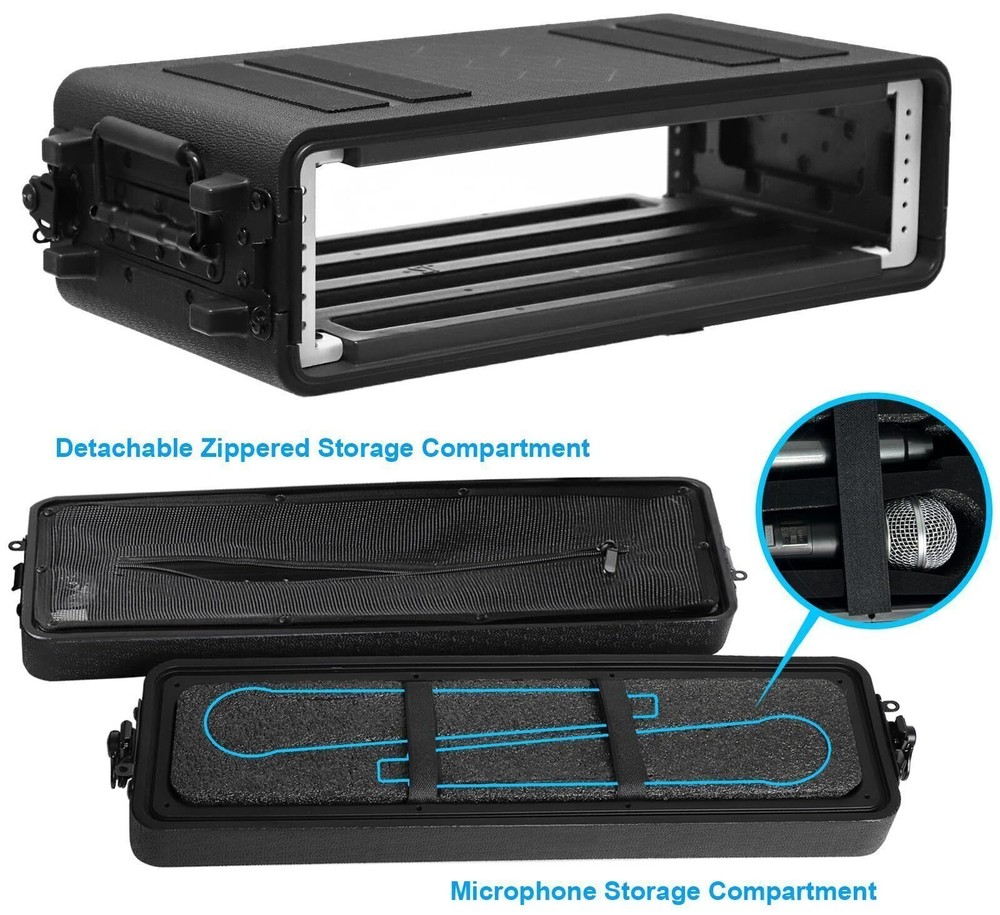 2U Rack Flight Case 16inch Deep Ventilated Rack Case Dustproof for DJ Pro Audio