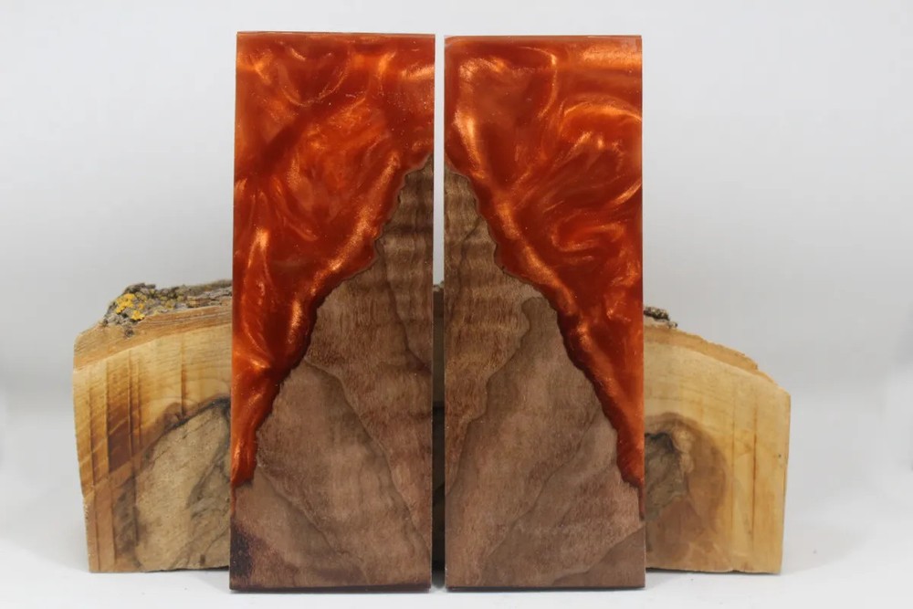 HYBRID STABILIZED MAPLE COPPER CUSTOM COMPOSITE KNIFE HANDLE MATERIAL (7766)