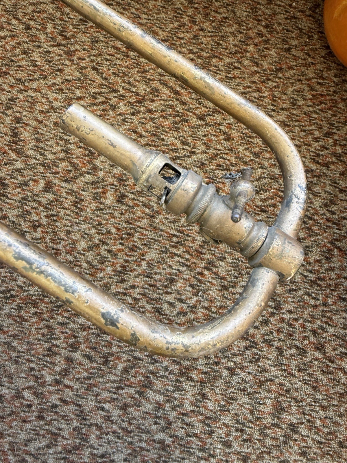 Antique Gas Pendant Hall Light Fixture Frame only to Restore Pressed Brass Crown