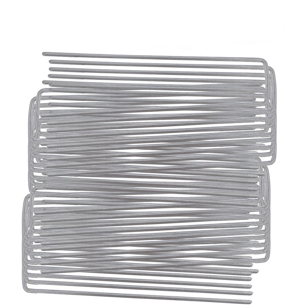 500 Pack 11 Gauge 6" Garden Stakes Landscape Staples Galvanized Sod Staples