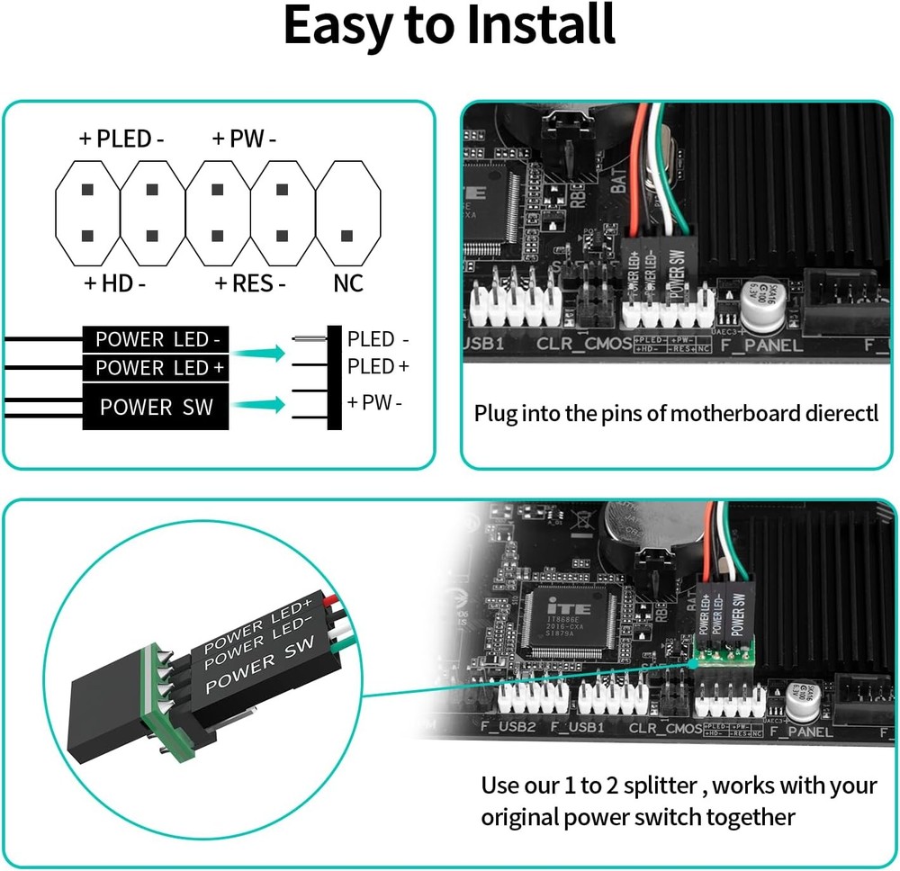 PC External Power Button Switch LED Computer Cable