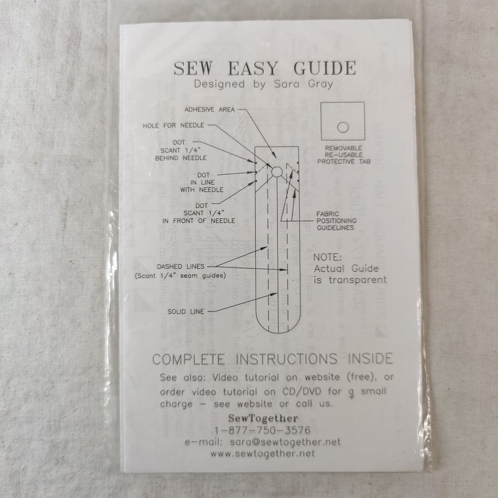 SEW EASY GUIDE SewTogether QUILTING TOOLS TEMPLATE RULER MARKING GUIDE Sara Gray