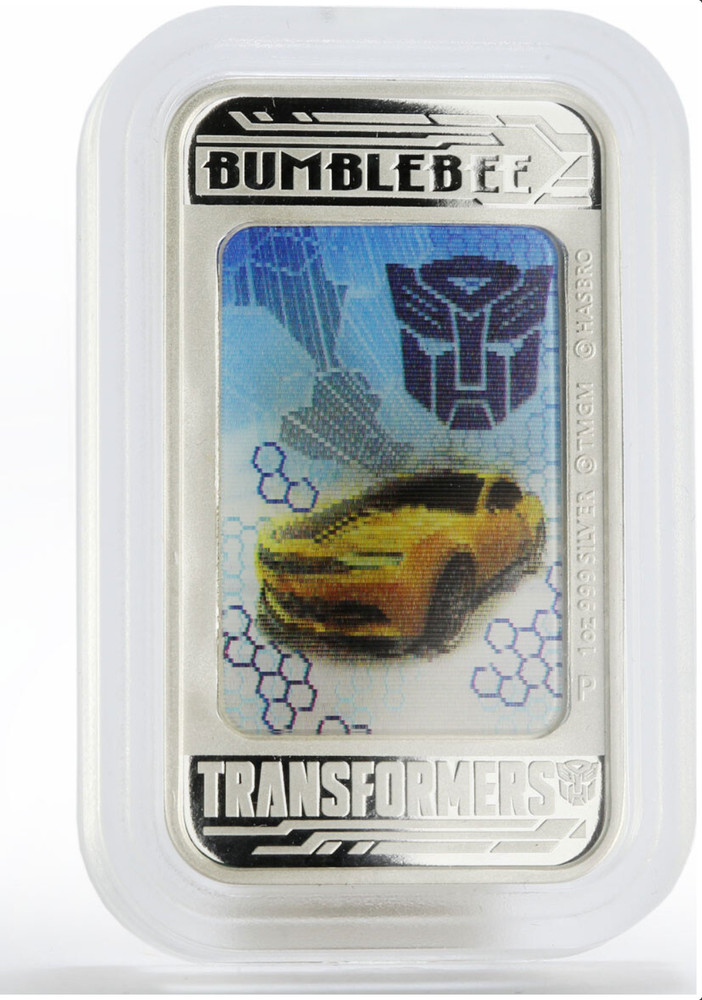 2014 Transformers Bumblebee hologram colored proof silver coin