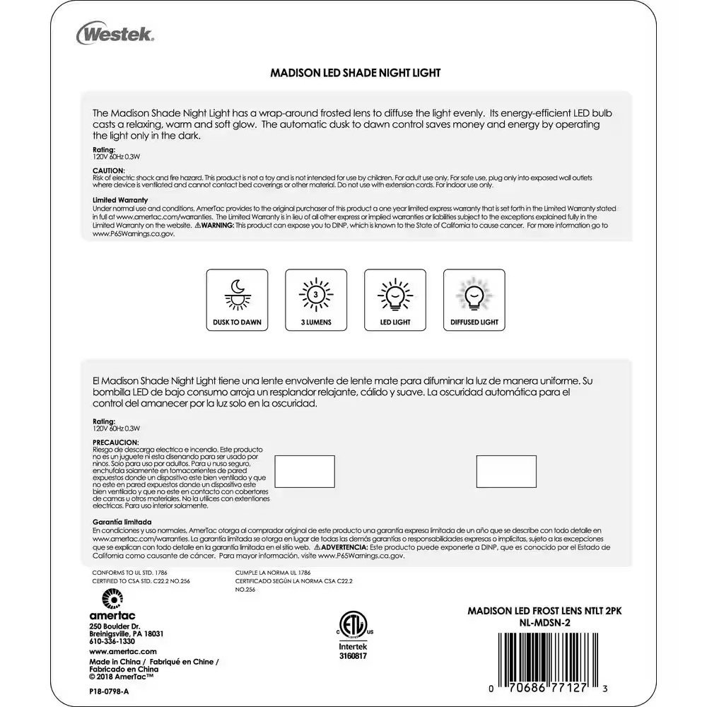 Madison Shade Automatic LED Night Light (2-Pack)