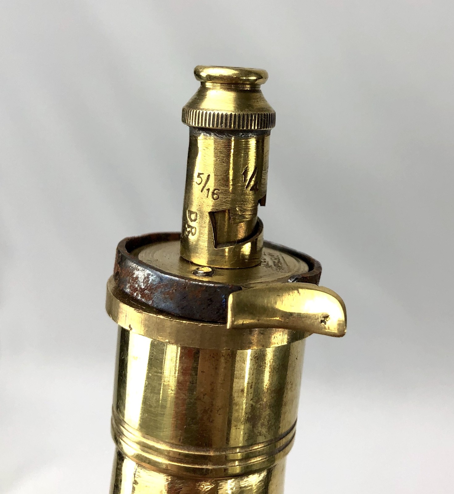 Brass Embossed Priming Flask with Adjustable Spout