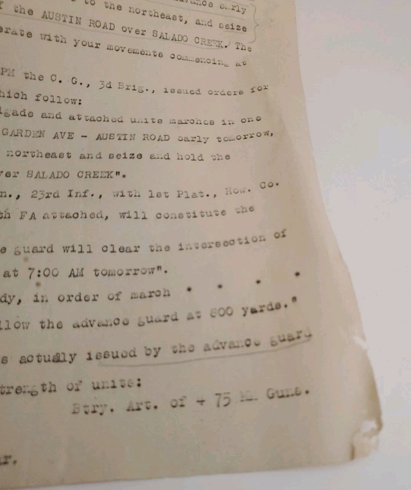 1932 Ft Sam Houston 3rd Brigade Tactical Exercise Document - Rare Original