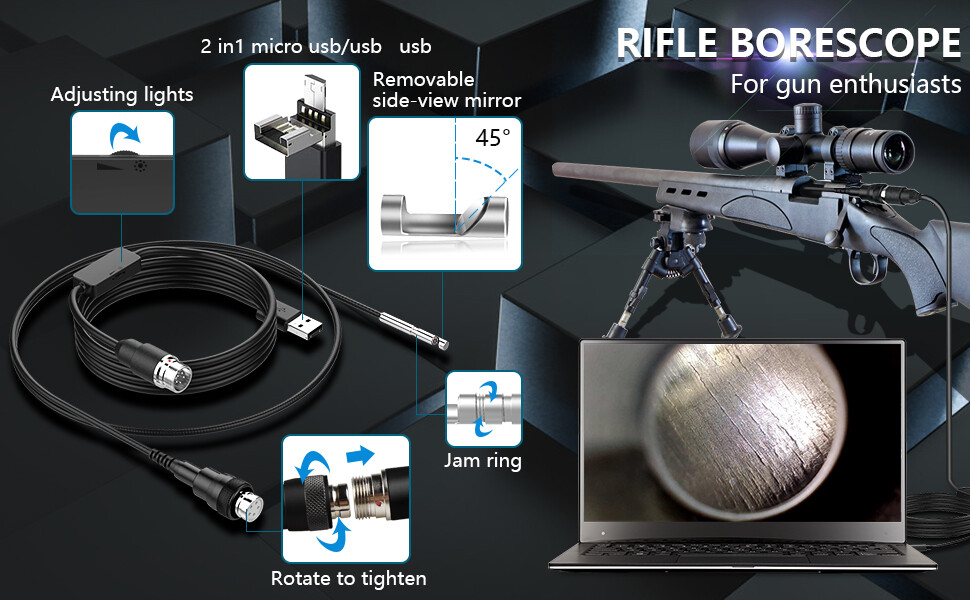 Vividia GB-5100-W Wireless USB Gun Borescope WiFi Bundle for iPhone iPad Android