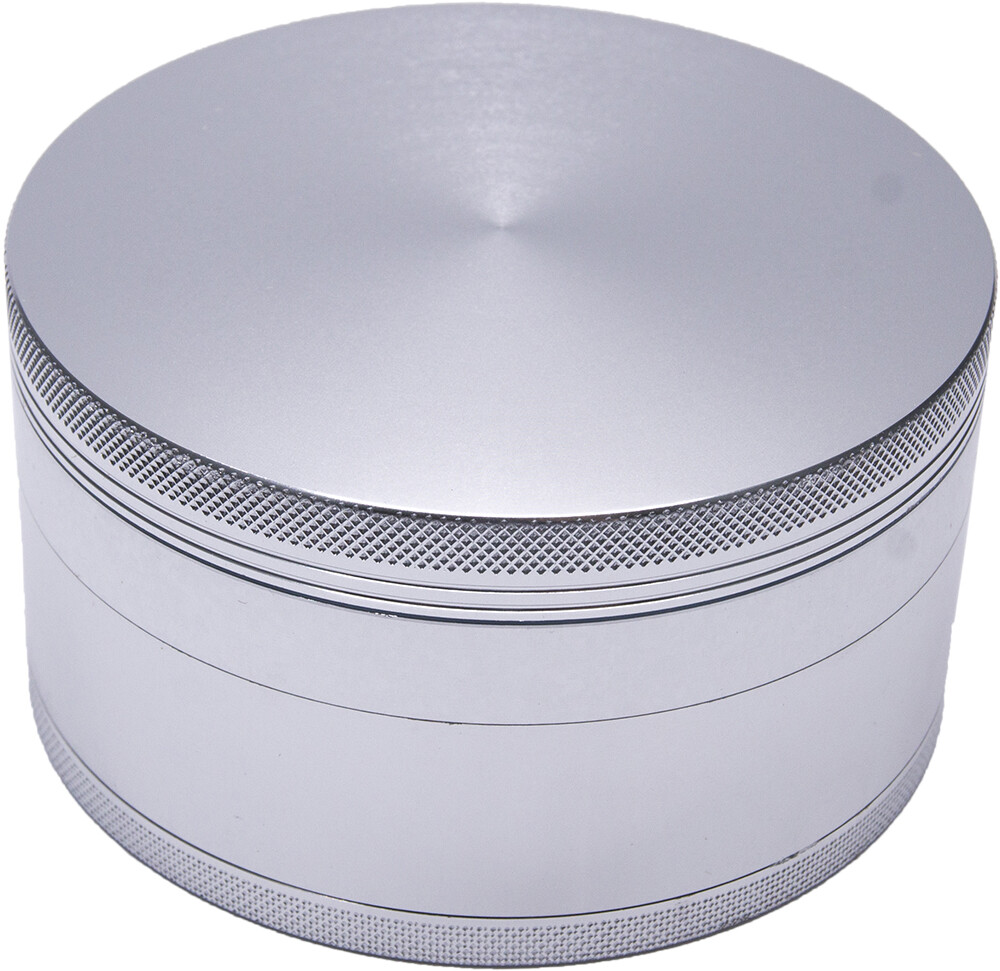 4 Inch Aluminum Huge 4 Piece Grinder Tobacco Herb Spice Crusher Silver Color