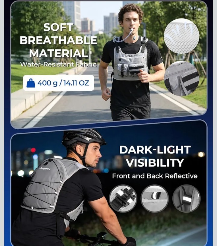 Running Vest with 2L Water Bladder, Hydration Backpack with Adjustable Straps