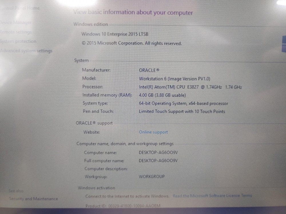 Micros Workstation 6 (610) Intel Atom E3827✔4GB✔64GB✔Win10Ent✔ *NO A/C* **READ**