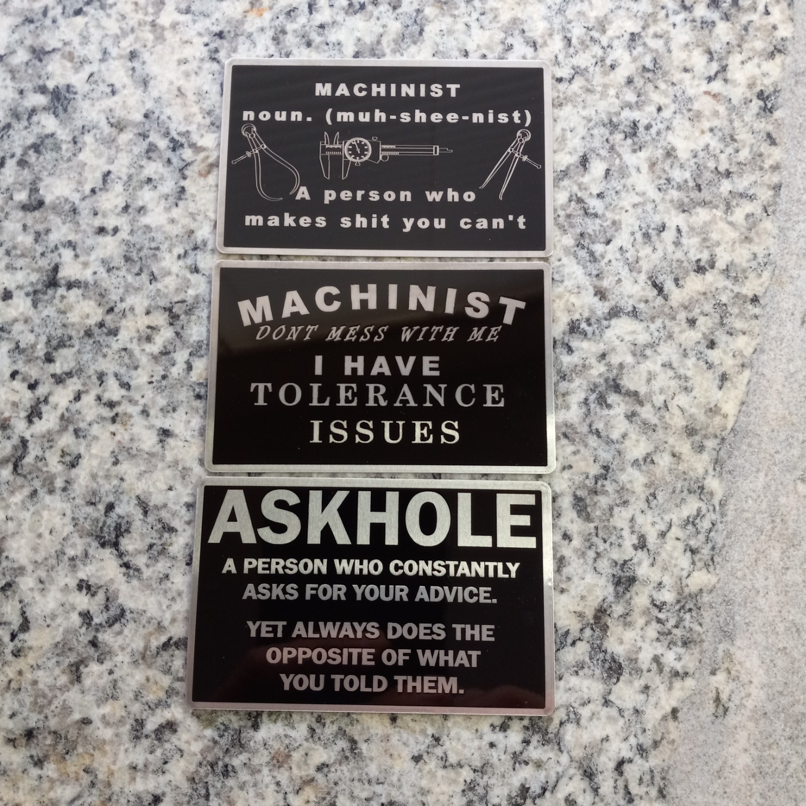 Magnetic Machinist Tool Box Signs Set of 3  | Machine Shop  | CNC Operator