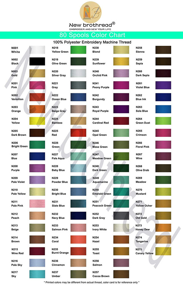 80 Spools Polyester Embroidery Machine Thread Kit 500M (550Y) Each Spool - Color