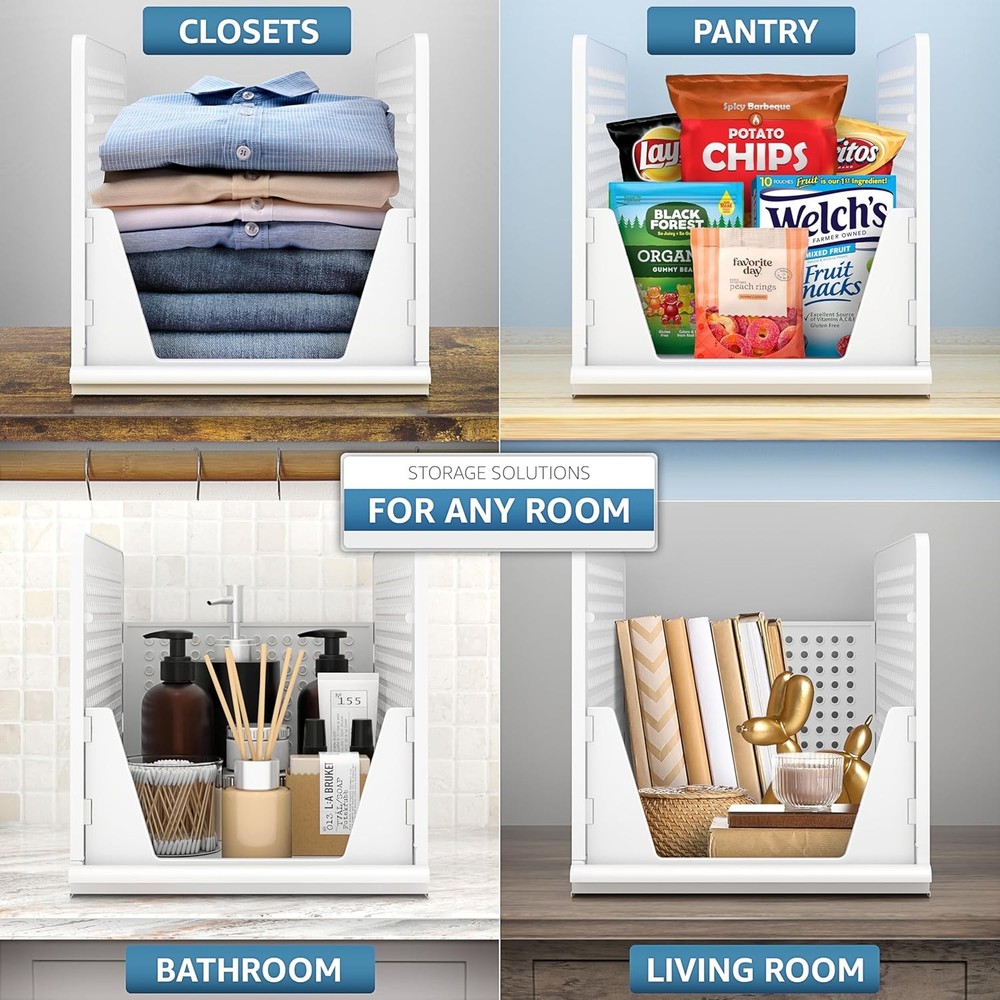 Stackable Shelf Organizer Basket Plastic Closet Clothes Pantry