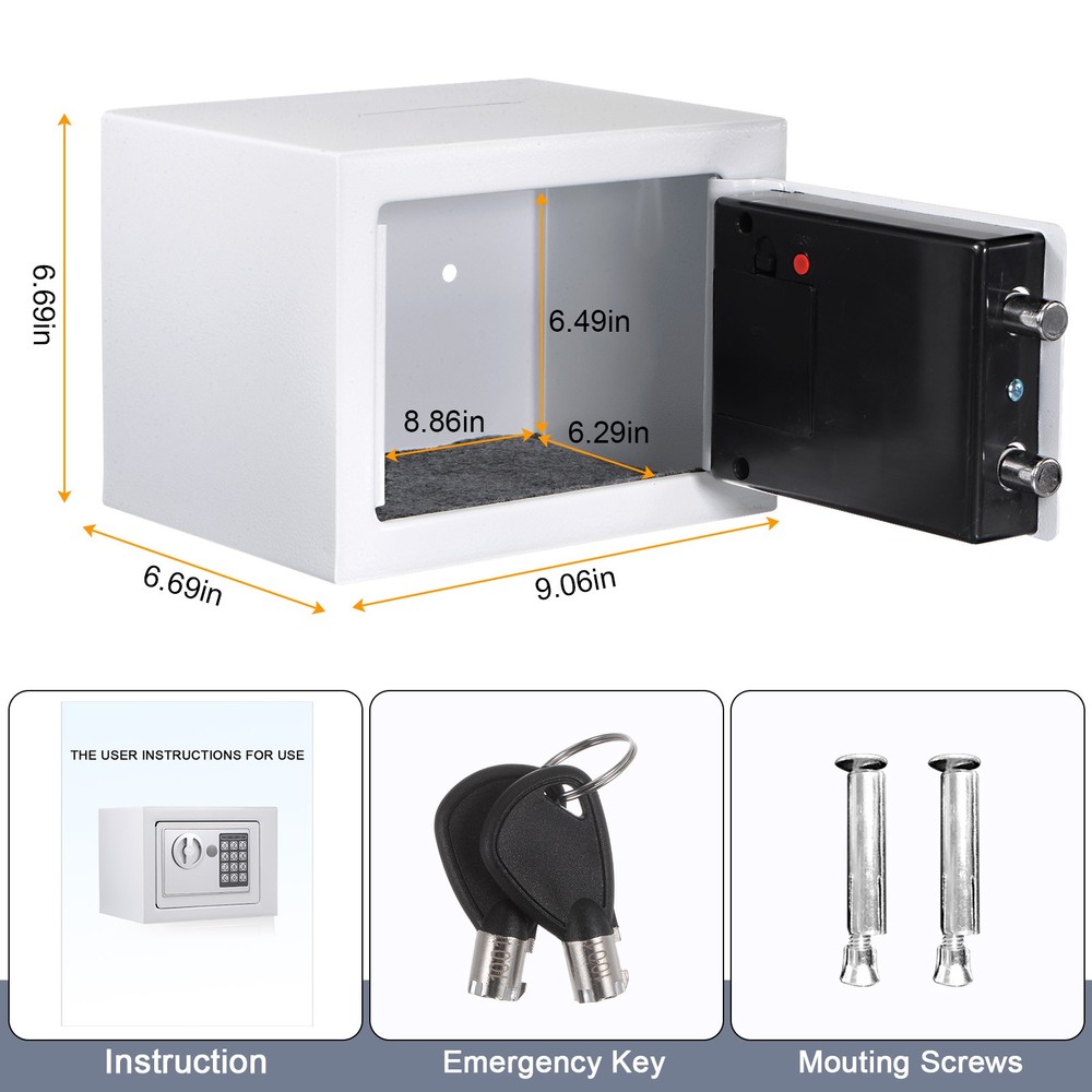 Small Safe Box Digital Electronic Security Safe Box for Home White