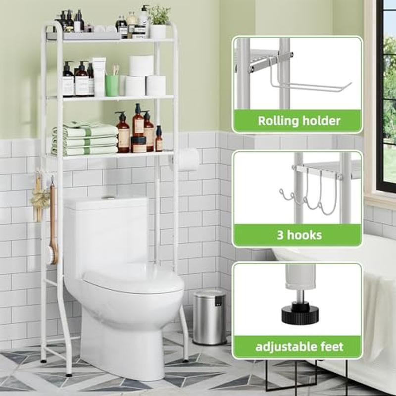 Over The Toilet Storage Rack 3 Tier Bathro Save Space Multi-functional Lockable