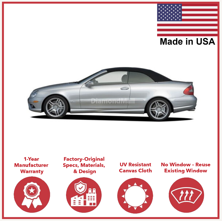 Fits Mercedes CLK W209 2004-2009 Convertible Soft Top Replacement Black Canvas