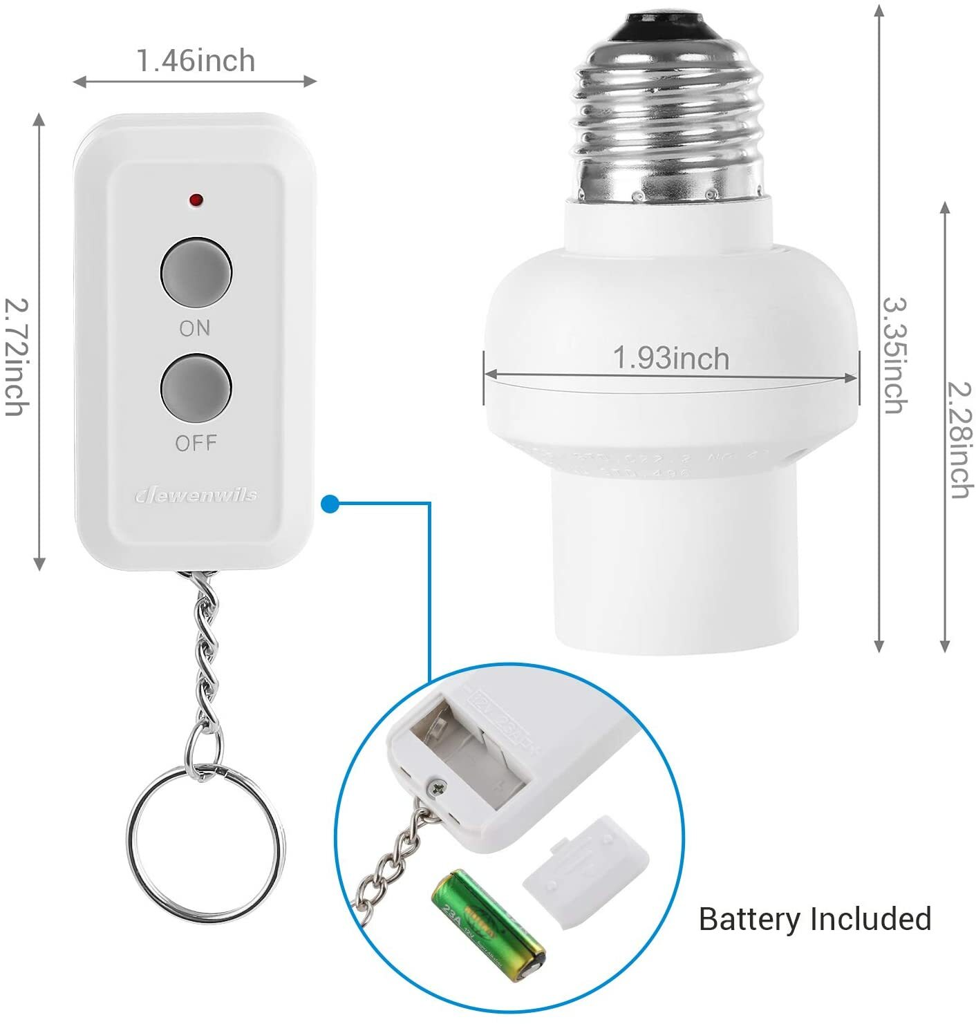 DEWENWILS Remote Control Light Bulb Socket Wireless Remote Light Switch Kit