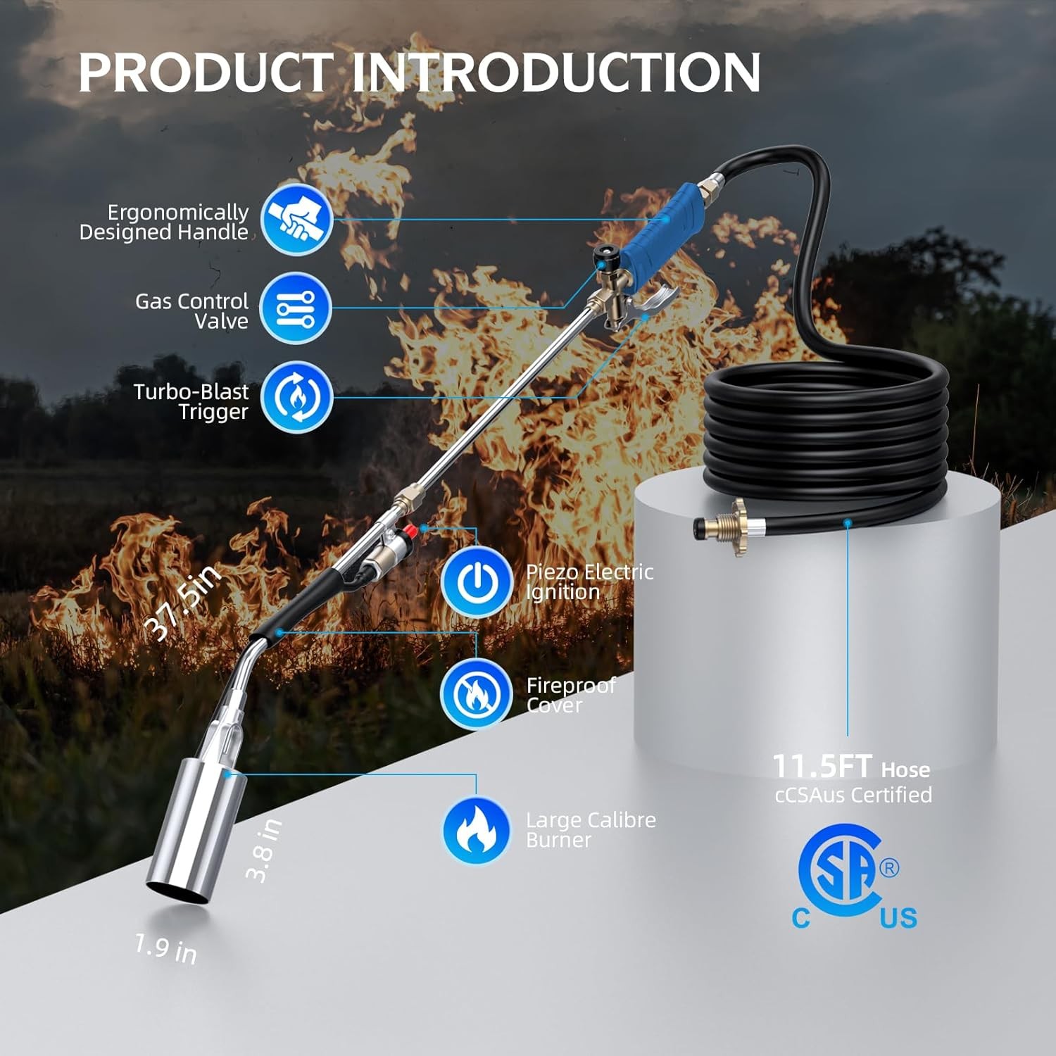 SEVENMEET HP516 Propane Torch Weed Burner Kit, High Output Weed Torch with