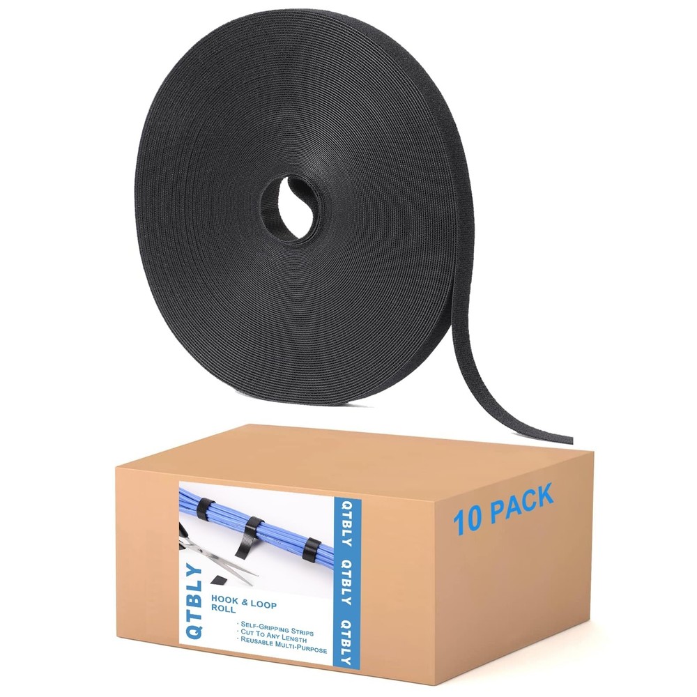 1/2" x 1000ft Hook and Loop Roll | Double-Sided Self-Gripping Strips | Reusable