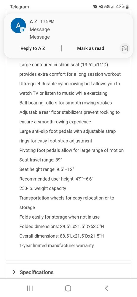 Fitness Reality Rowing Machine