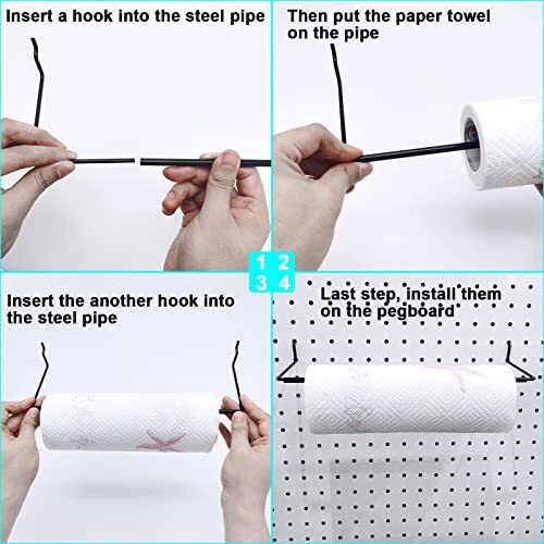 5 Pack Extendable Pegboard Paper Towel HolderPegboard Hook for WorkshopGarage...