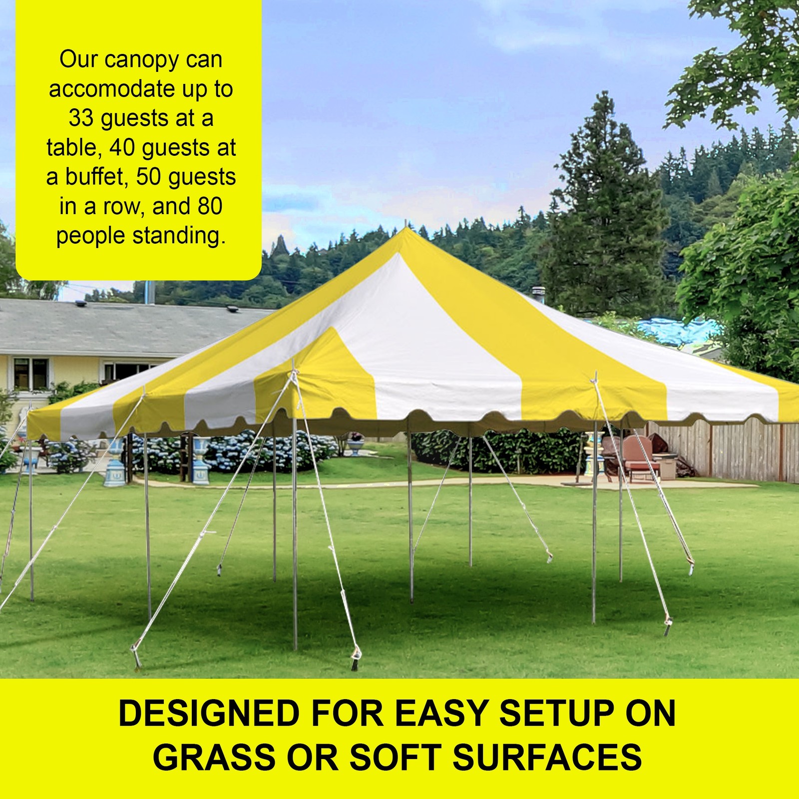 Weekender Pole Tent 20x20 Yellow Canopy Event Wedding Party Backyard Gazebo
