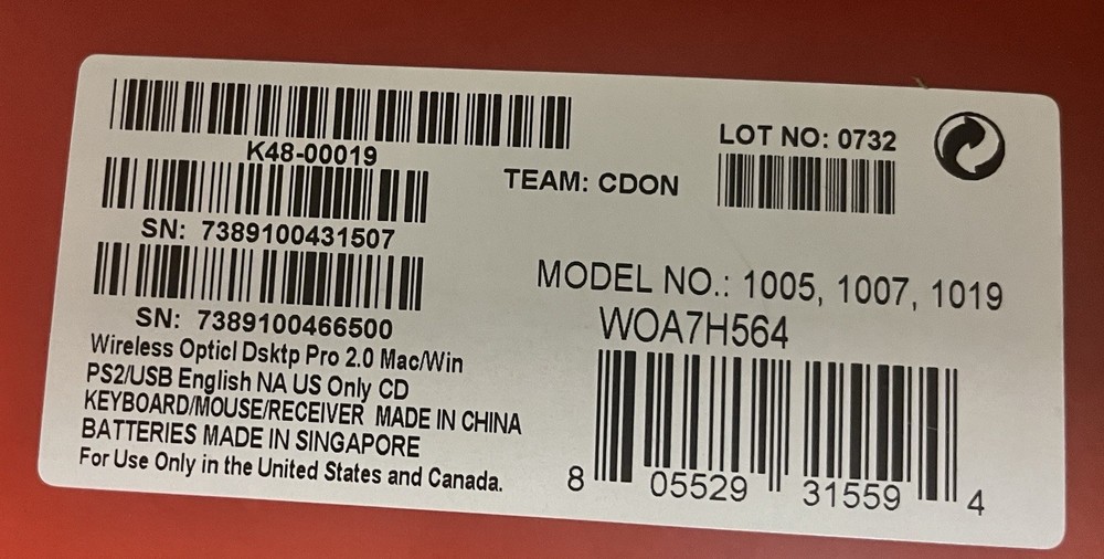 Microsoft Wireless Optical Desktop Pro Keyboard/ Mouse New