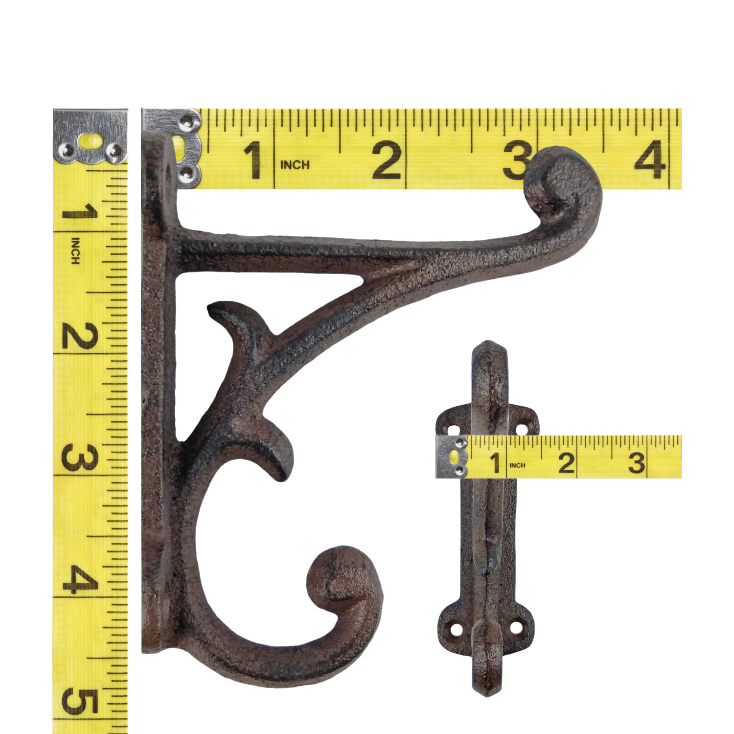 Rustic Cast Iron Double Wall Hook – Antique Vines Scroll Coat Towel Key Hanger