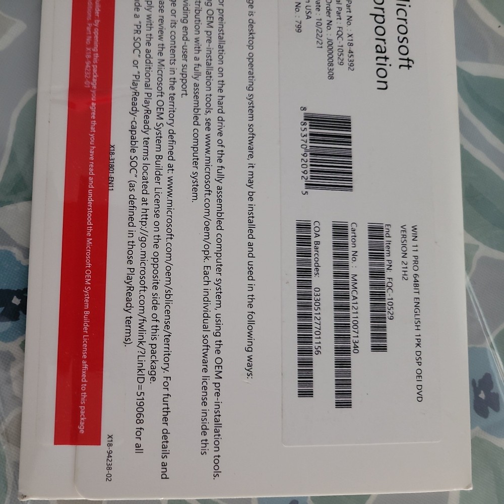 Microsoft Windows 11 Pro DVD