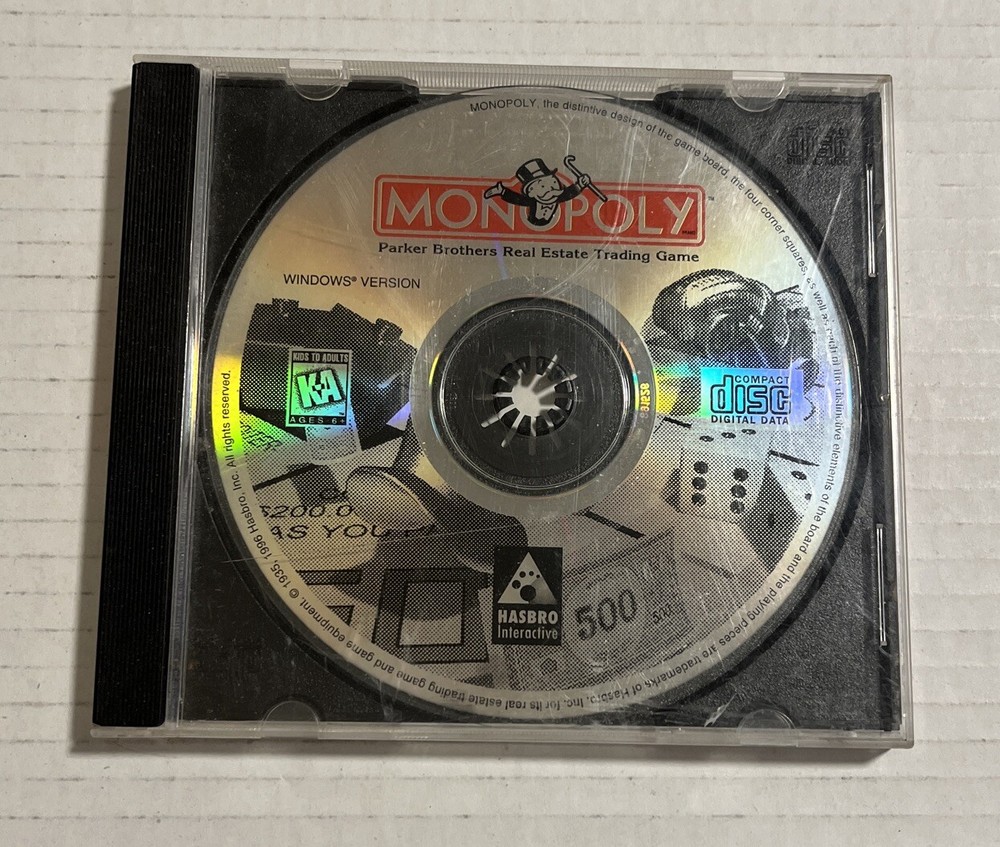 Monopoly CD-ROM for Windows 95 (PC, 1996) - Disc Only- Good Condition