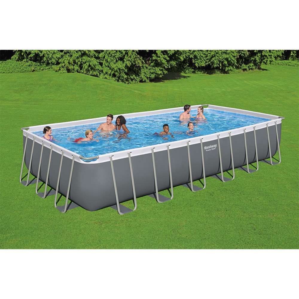 Bestway Power Steel Rectangular Above Ground Swimming Pool Set
