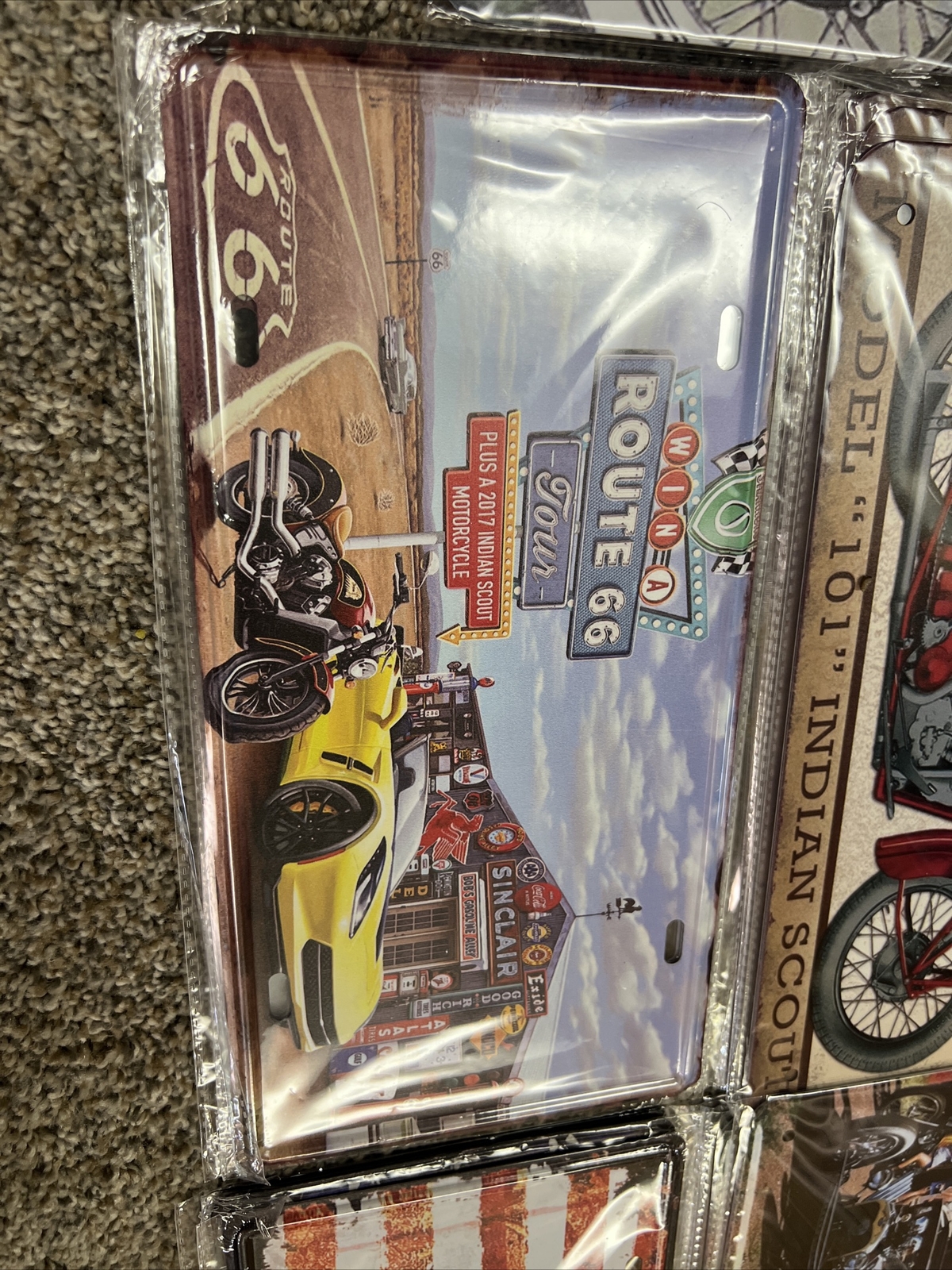 wall Sign decor tin metal plates set of 13 motorcycle Harley Davidson Indian New