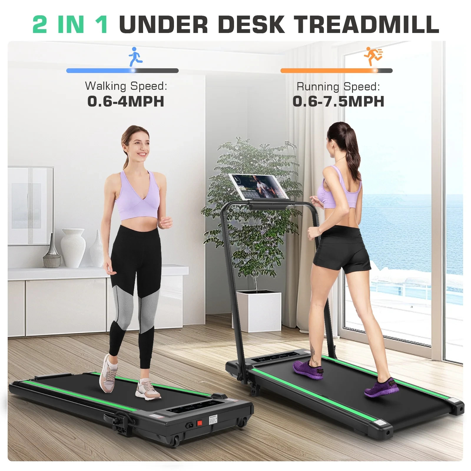 Indoor&Outdoor Treadmill 2.5HP Home&Gym Powerful Treadmill w/Wide Non-slip Belt$