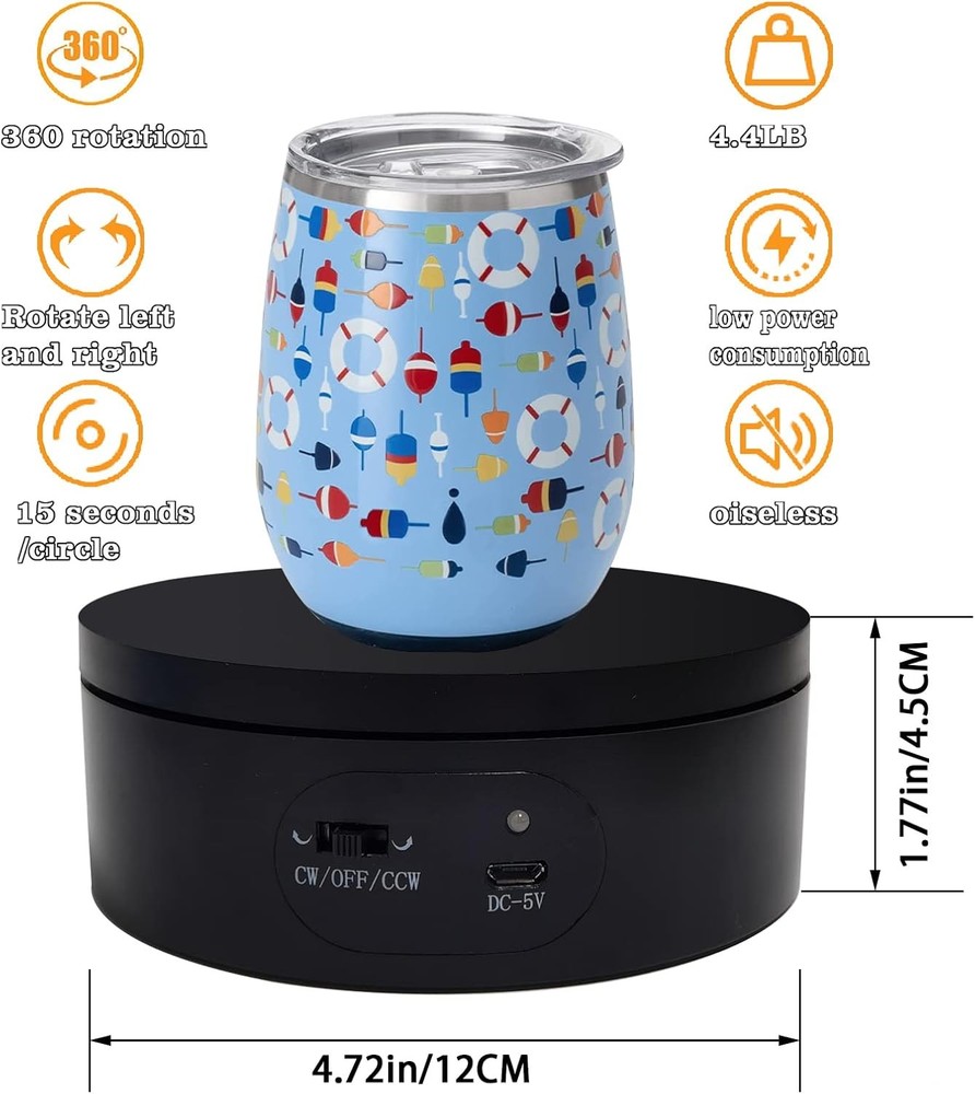 YVV Motorized Rotating Display Stand,Turner Cup Platform for Epoxy Black