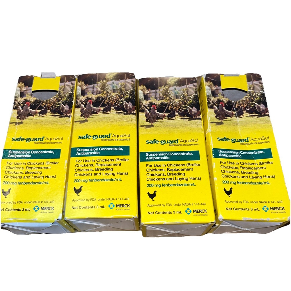 (4 pack) Safe-Guard AquaSol Dewormer for Backyard Chickens, 3ml