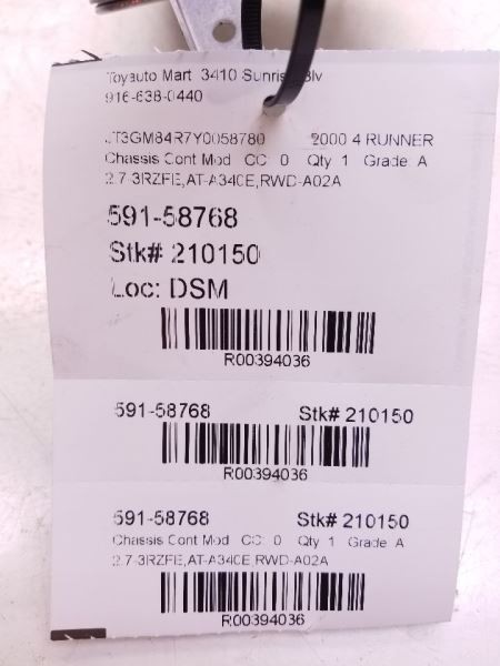 03-09 TOYOTA 4RUNNER CHASSIS ECM (4X4 CONTROL) CONTROL MODULE ASSEMBLY