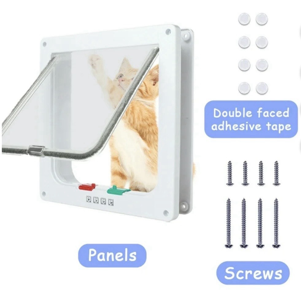 Manual Locking Flap Cat Door Plastic with Installation Kit
