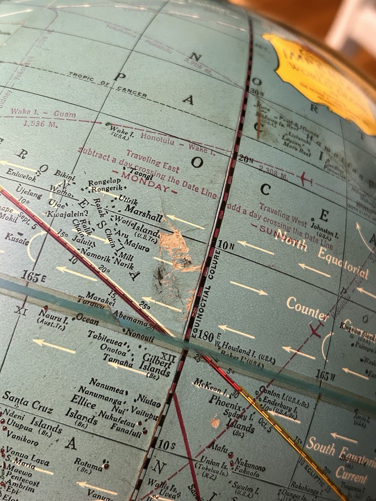 Cram's Imperial World Globe 12” Vintage with Stand EUC